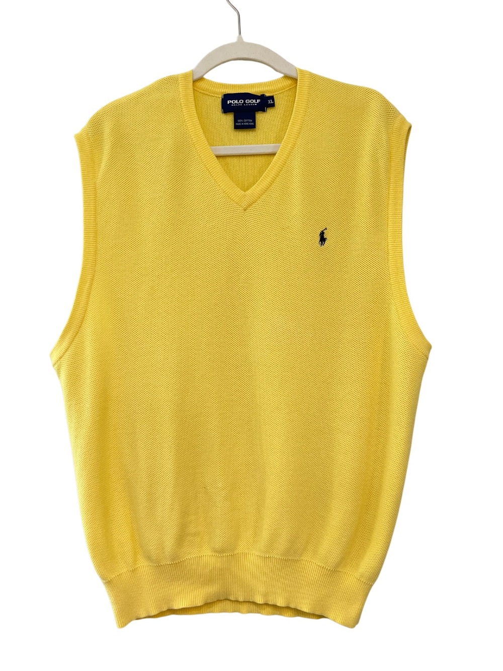 Polo Golf Ralph Lauren Vintage 90s Yellow Cotton Sweater Vest XL
